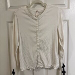 Free People Bow Sleeve Button Up Henley Shirt